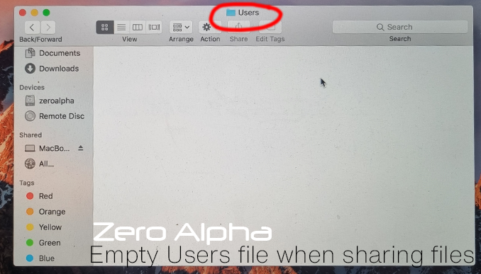 File sharing between macbook Data Recovery - Empty user files