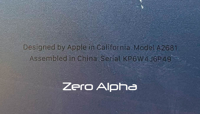  Apple Model A2681 Marking and Serial Number Bottom 2022 MacBook