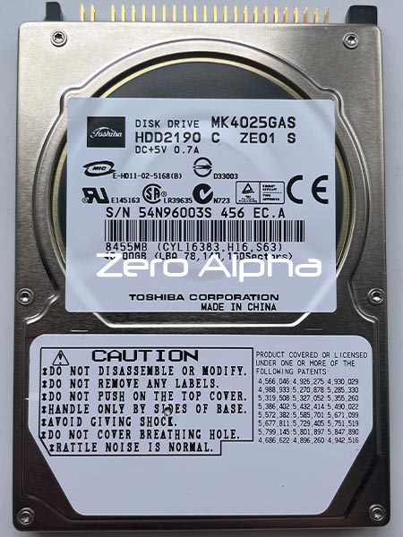 Toshiba MK4025GAS data recovery