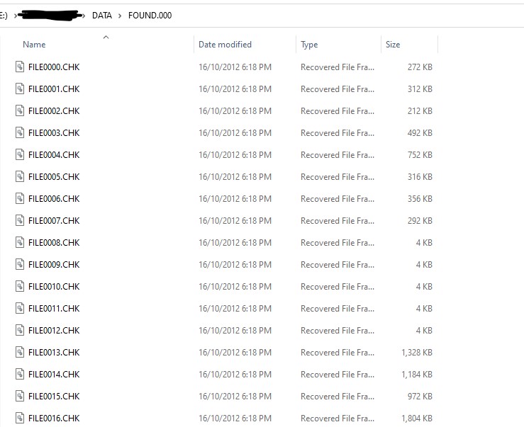 .chk files folder corruption zero alpha