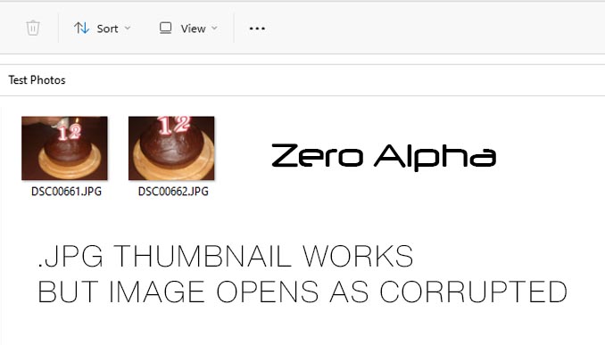 jpeg thumbnail image is working example but when you open image is corrupted